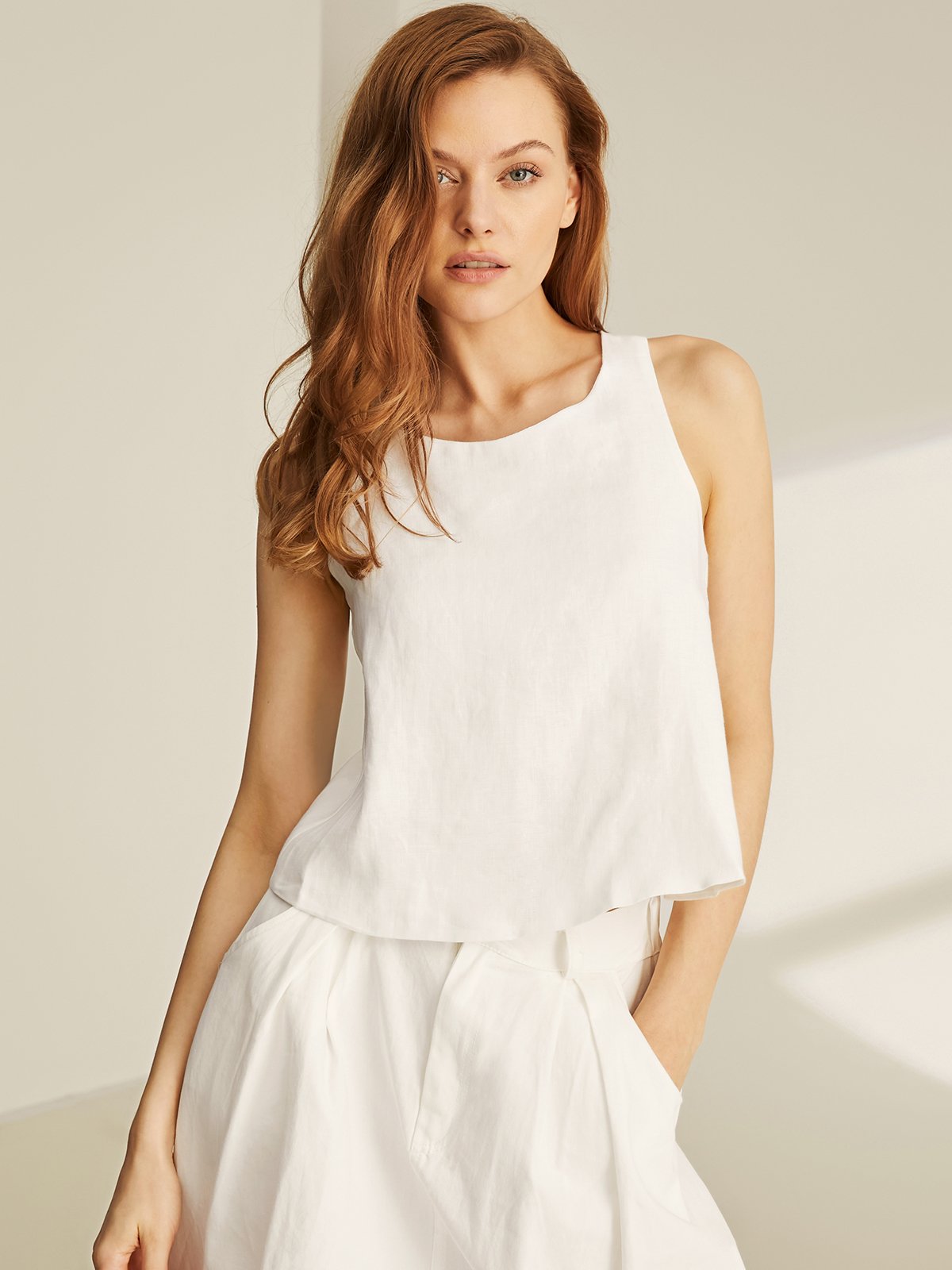 Linen Plain Tank Top