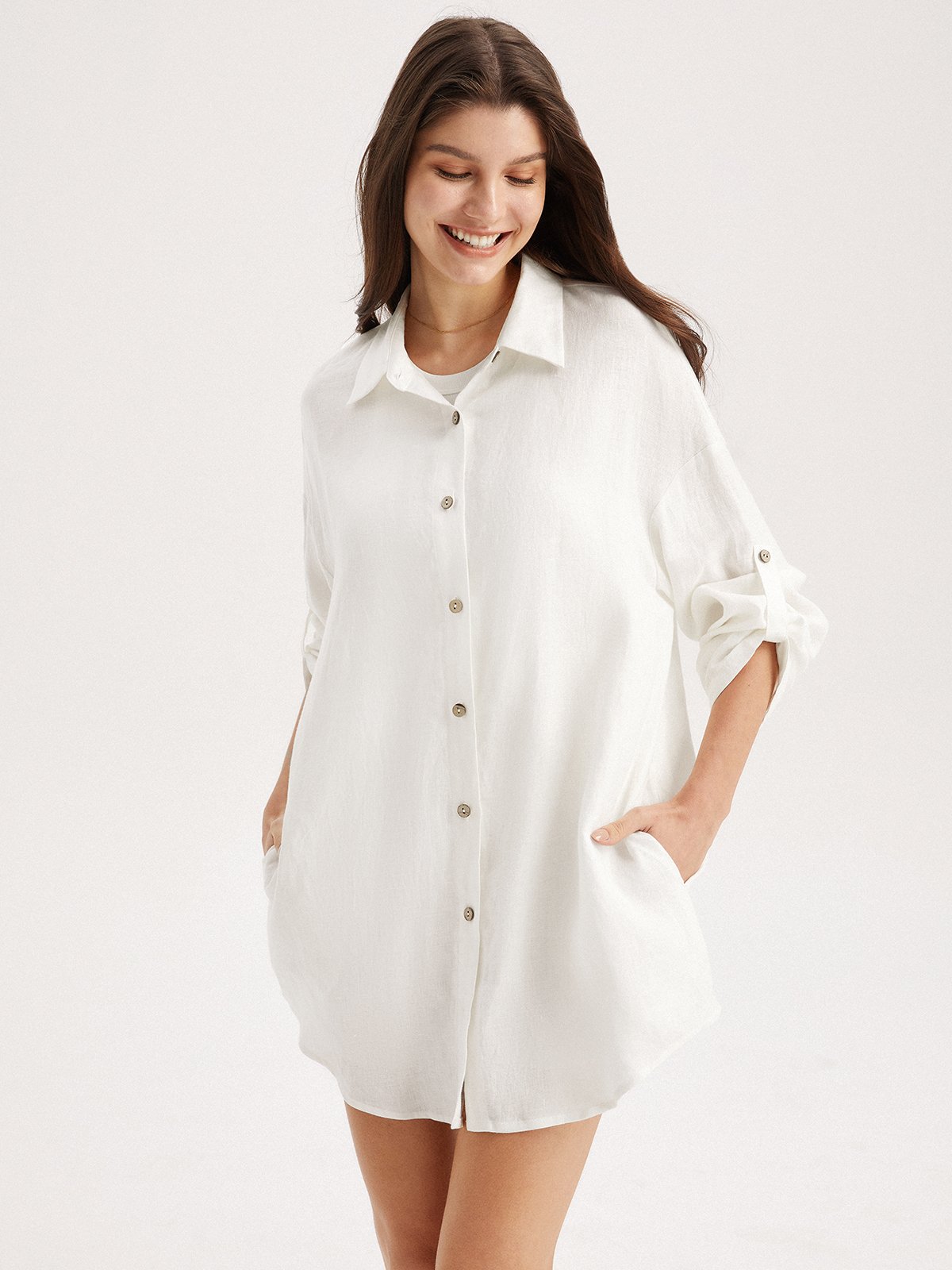 Lyra 100% Linen Mid-length Shirt