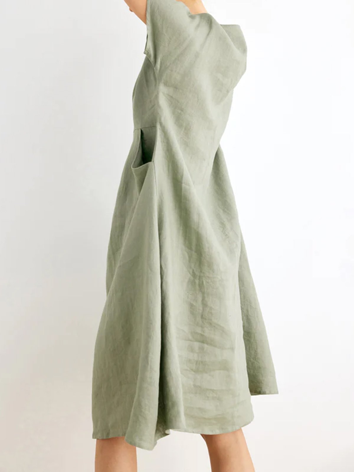Nova 100% Linen V-neck Dress with Pockets