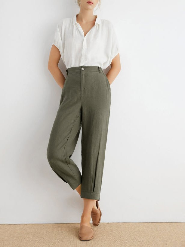 Regular Fit Linen Fashion Pants