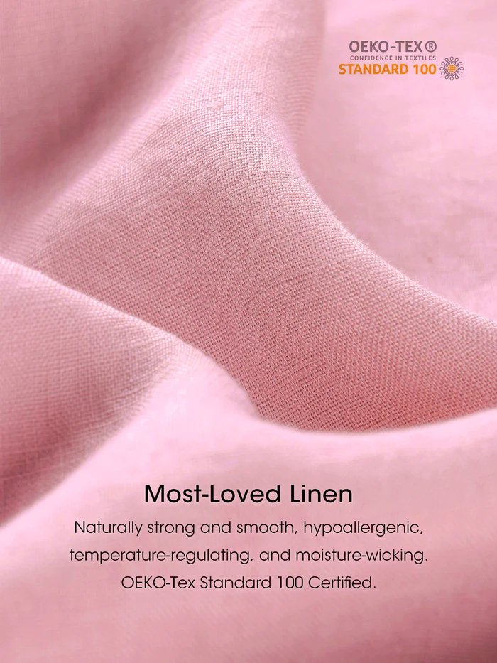 Sage 100% Linen Pink Midi Dress