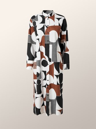 Urban Geometric  Printed Loose Shirt Dress