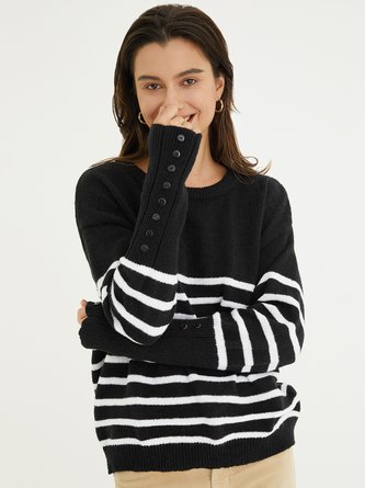 Striped Casual Crew Neck Sweater