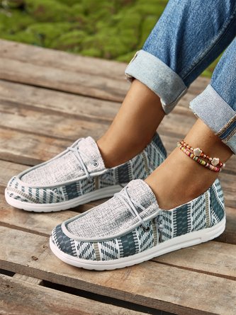 (small-size) Ethnic pattern printed women's Moccasin shoes comfortable lightweight flat single shoes