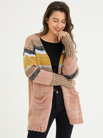 Wool/Knitting Casual Color Block  Sweater