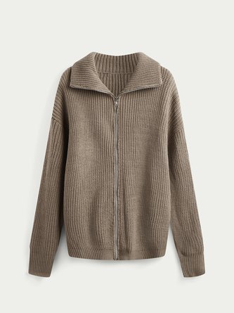 Coffee Solid Shift Casual Sweater
