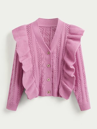 Sweet Simple Elegant Regular Fit V Neck Sweater coat