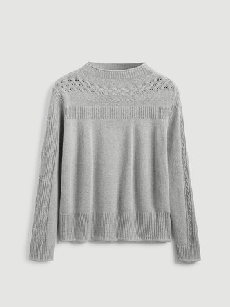 Knitted Plain Casual Shirts & Tops