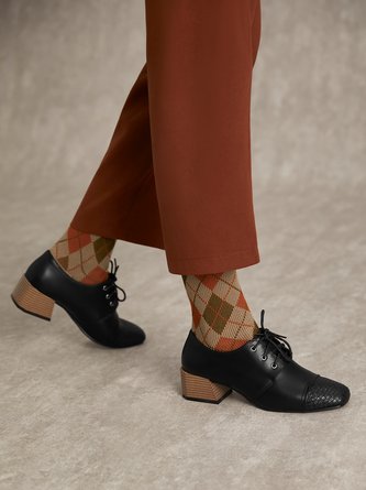 Vintage Geometric Plaid Casual Socks