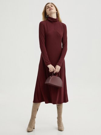 Statement Plain All Season Polyester A-line Daily Long sleeve Loose Regular Dress for Women