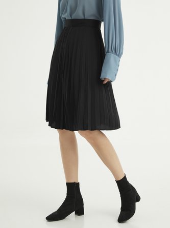 Plain A-Line Pleated Skirt