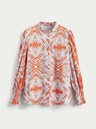 Printed Shift Long Sleeve Statement Blouse
