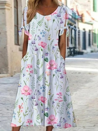 Floral Casual Cotton-Blend Dress