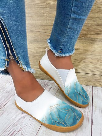Gradient color printed women's slip on flat shoes in multiple sizes