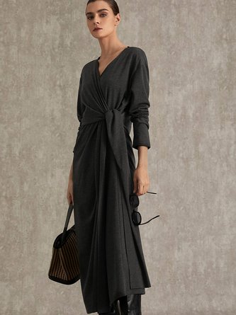 Fall Elegant Lady Date Formal Mid-weight High Stretch Knitting Dress