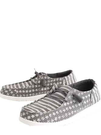 Women's striped print Moccasin shoes comfortable lightweight lace-up multiple sizes