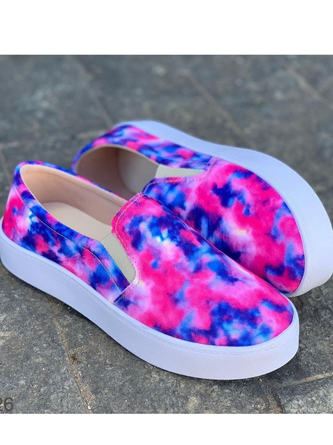 Bright color tie-dye women's canvas shoes slip-on flats