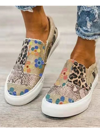 women's leopard print slip-on canvas shoes