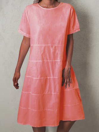 Short Sleeve Knee-Length A-line Dress