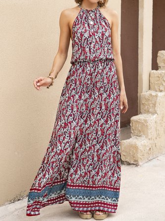 Floral Casual Crew Neck Shift Weaving Dress