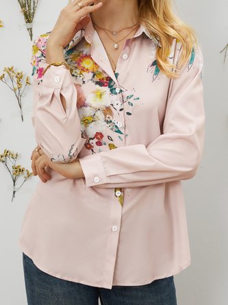 Vacation Floral Loosen Long Sleeve Blouse