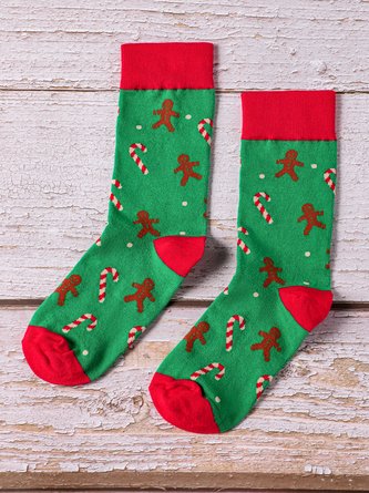 Christmas Gingerbread Man Candy Cotton Socks