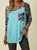 Plus Size Crew Neck 3/4 Sleeve Shift Printed T-shirt
