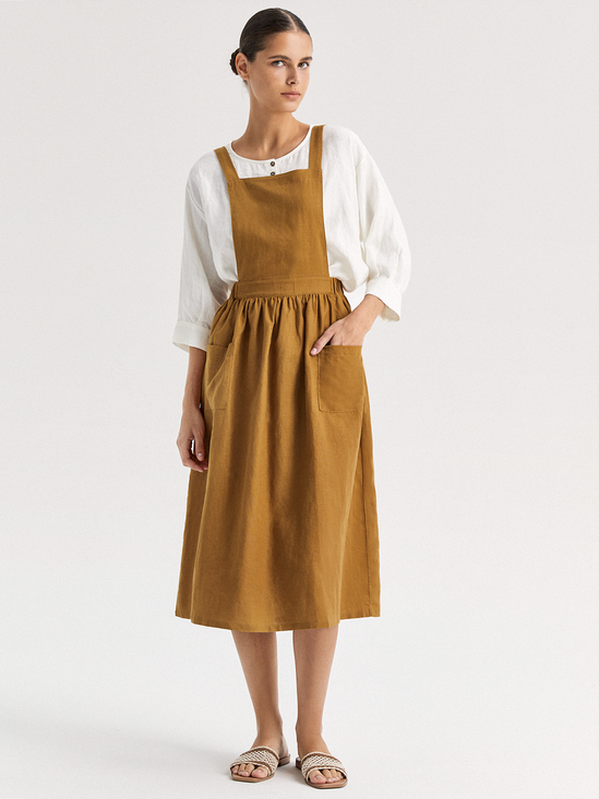 Giselle Linen Cotton  Double Pocket Overall Skirt