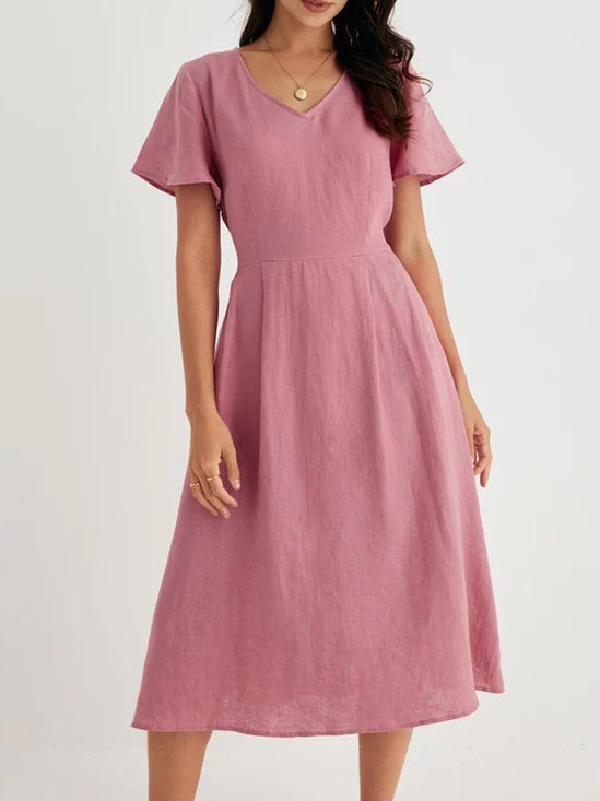 Casual Linen Dress With No