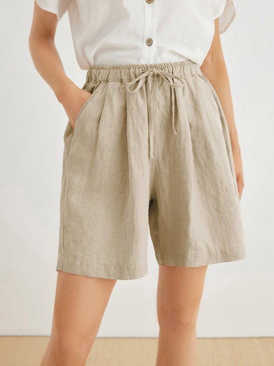 Plain Linen Casual Shorts