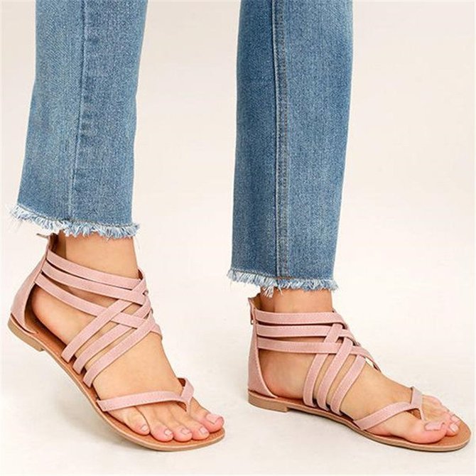 Women Flip Flops Sandals Casual Flat Sandals with Zipper