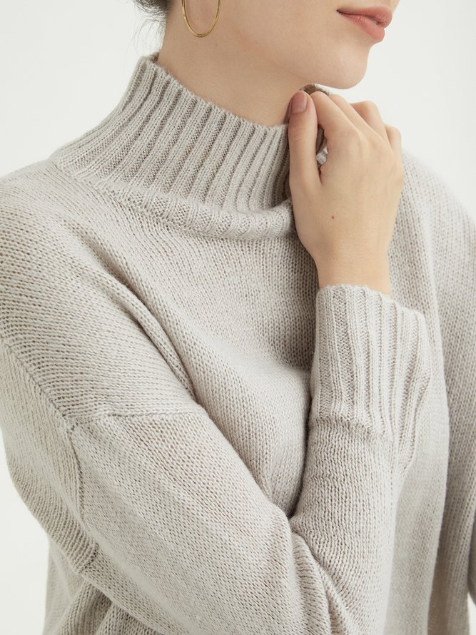 Shift Casual Knitted Solid Turtleneck Sweater
