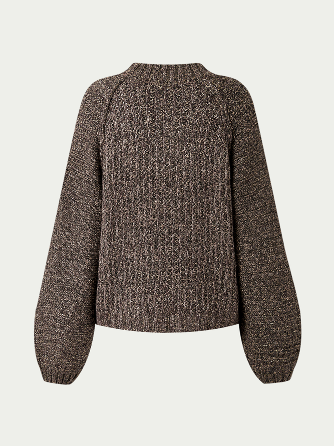 Long Sleeve Loosen Plain Casual Sweater