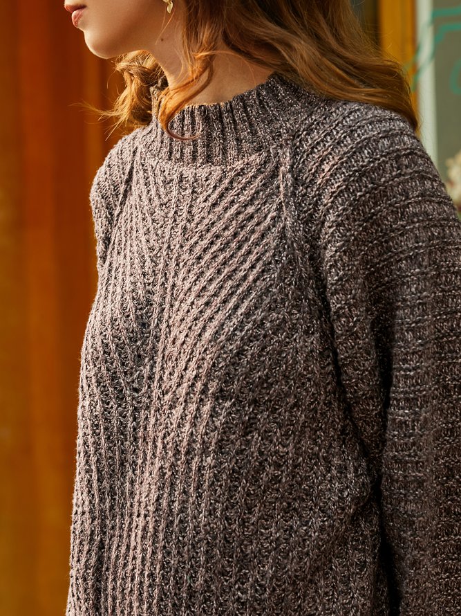 Long Sleeve Loosen Plain Casual Sweater