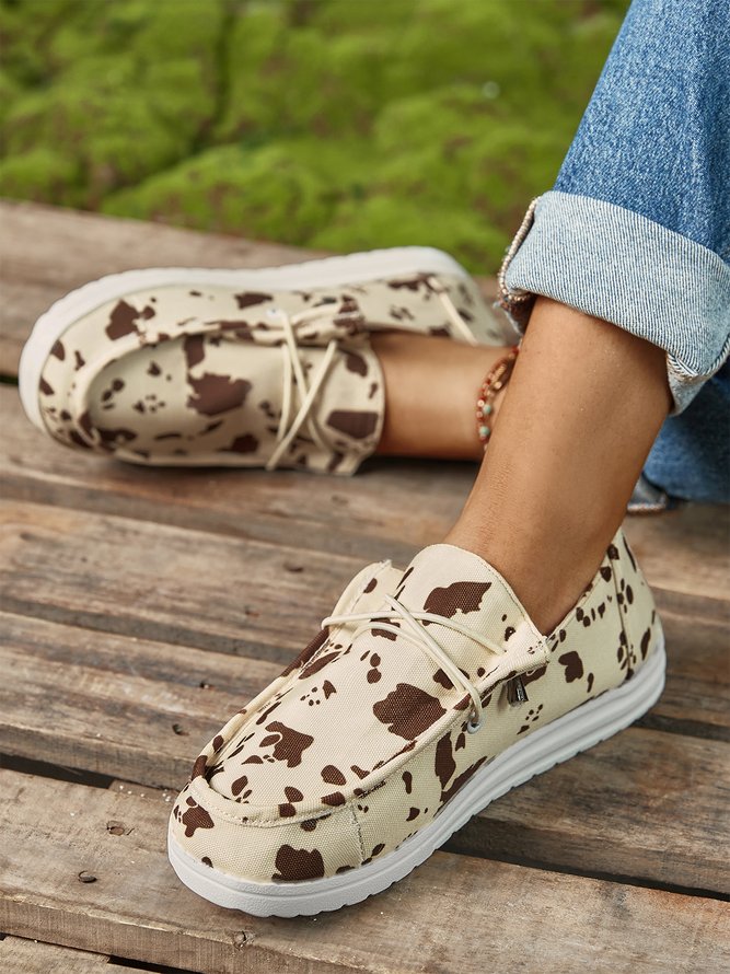 (small-size) animal print slip on women's flat shoes