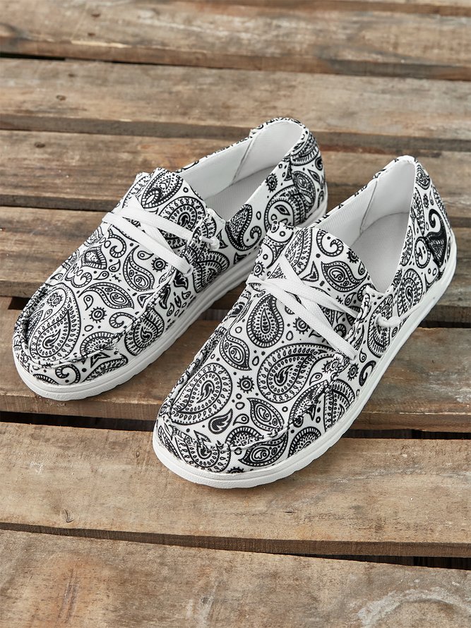 (small-size) Multi-color and sizes Paisley Print lace-up Women's Moccasins