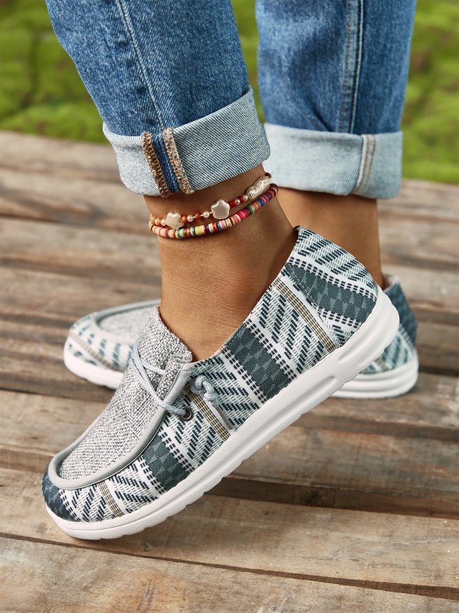 Ethnic pattern printed women's Moccasin shoes comfortable lightweight flat single shoes