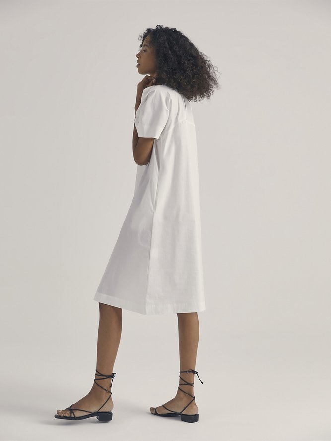 Cotton Puff Sleeve Relaxed Dress