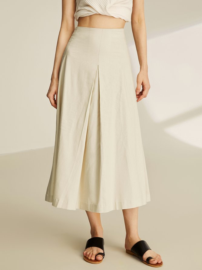 Linen Cotton Regular Fit Urban Plain Skirt