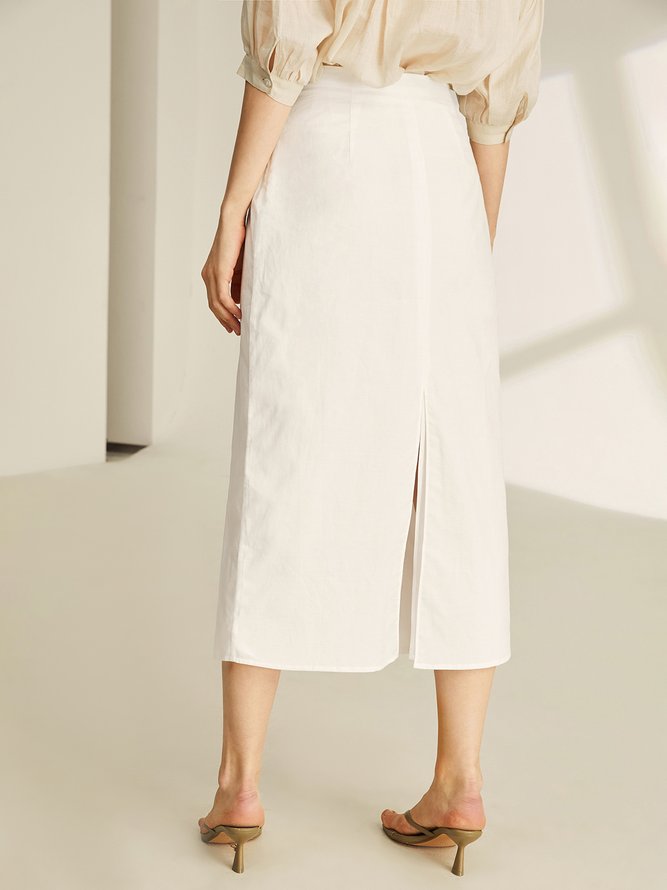 100% Linen Regular Fit Plain Skirt