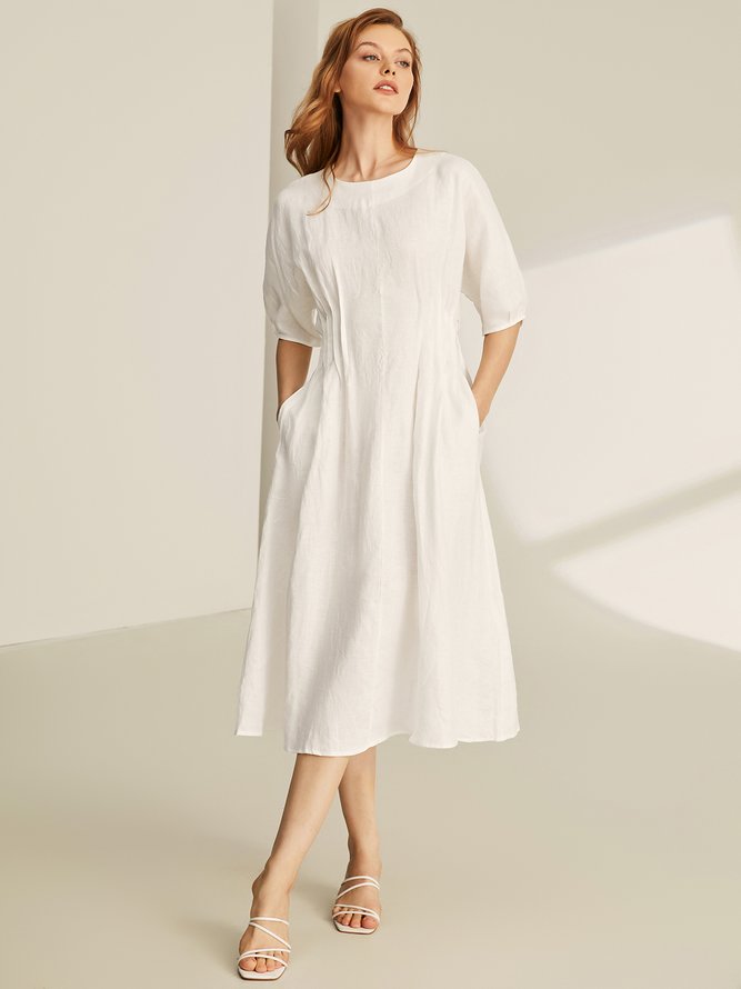 100% Linen Natural Daily Loose Dress