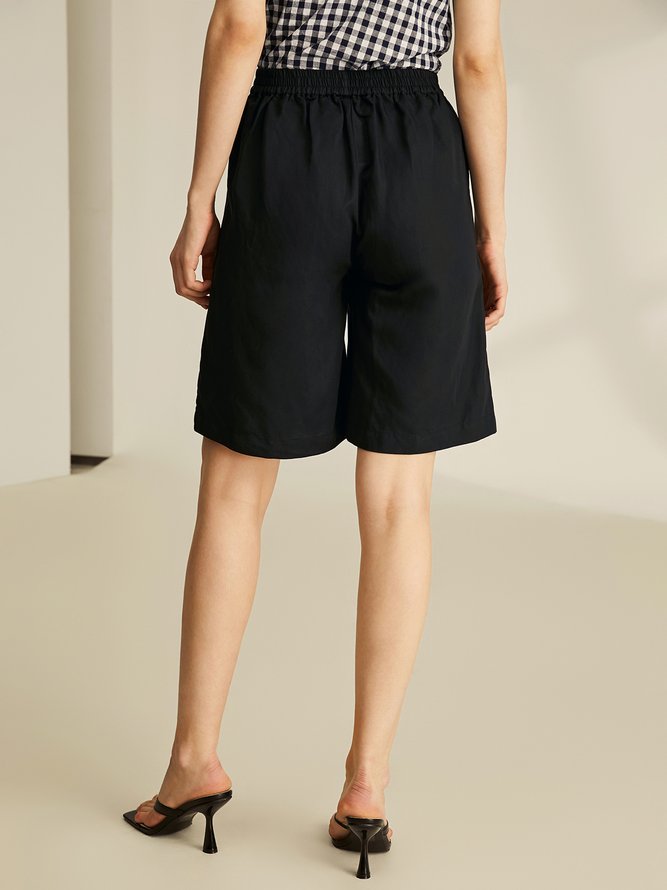 Linen Plain Casual Regular Fit Shorts