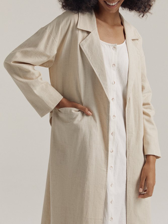 Olivia Linen-blend Casual Trench Coat