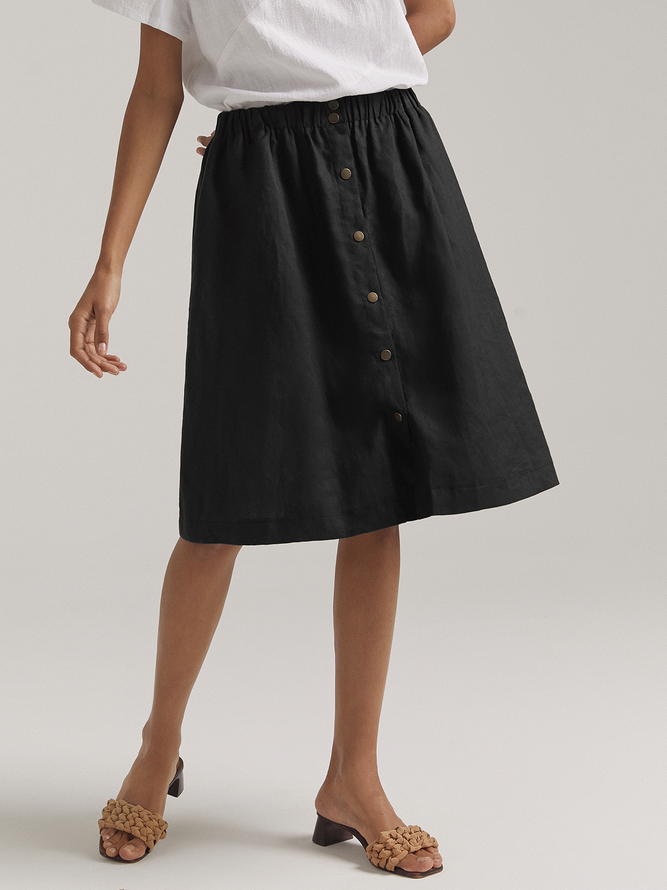 Camille 100% Linen Button Skirt