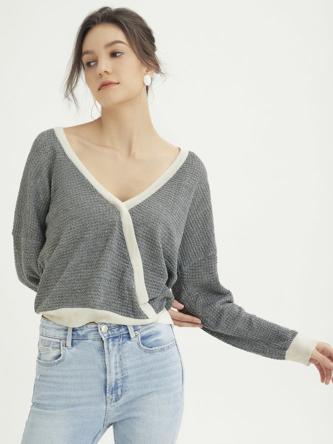 Casual Knitted Long Sleeve T-shirt