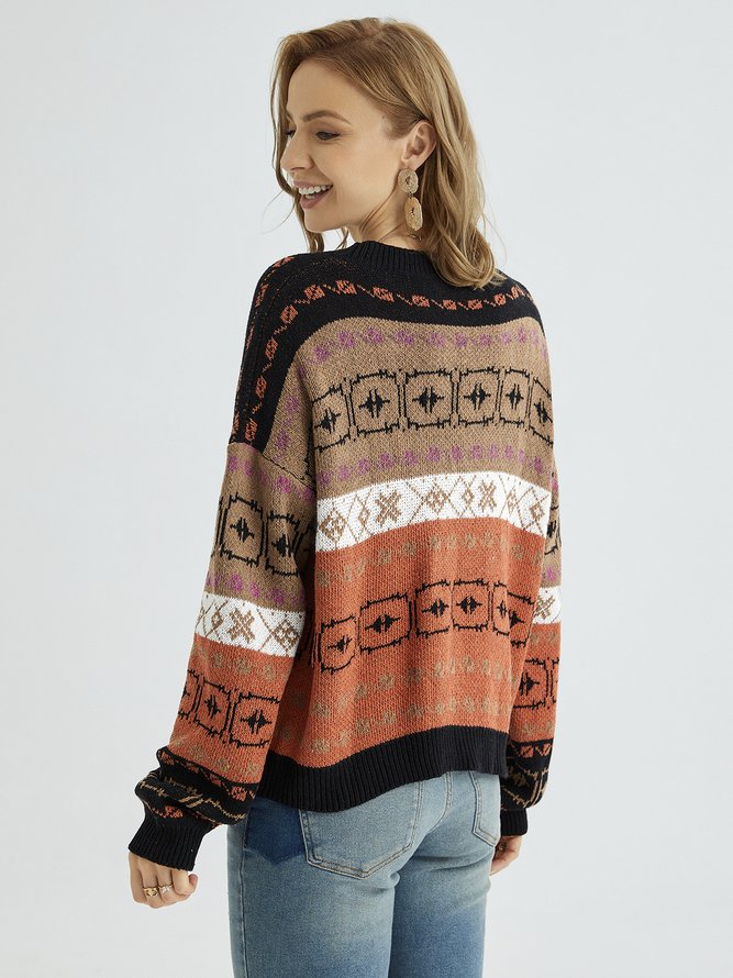 Boho Floral Knitted Shift Sweater