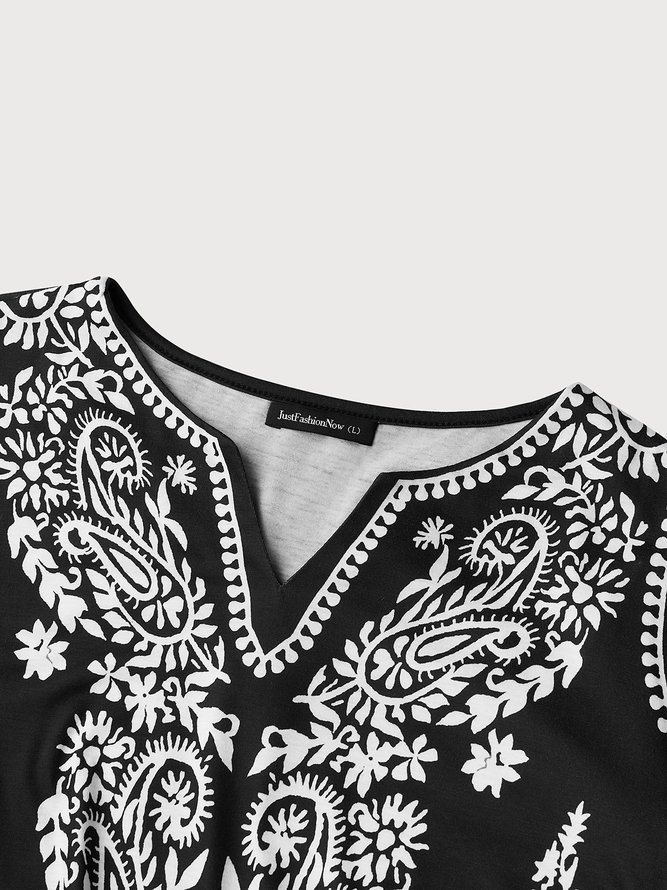 Floral Summer Casual Micro-Elasticity Daily Non-Convertible Straps Pullover Standard Short sleeve T-shirt for Women