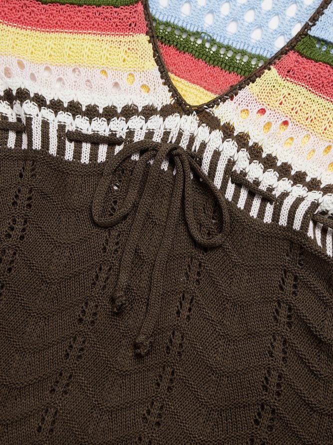 V Neck Tribal Knitted Long Sleeve Sweater