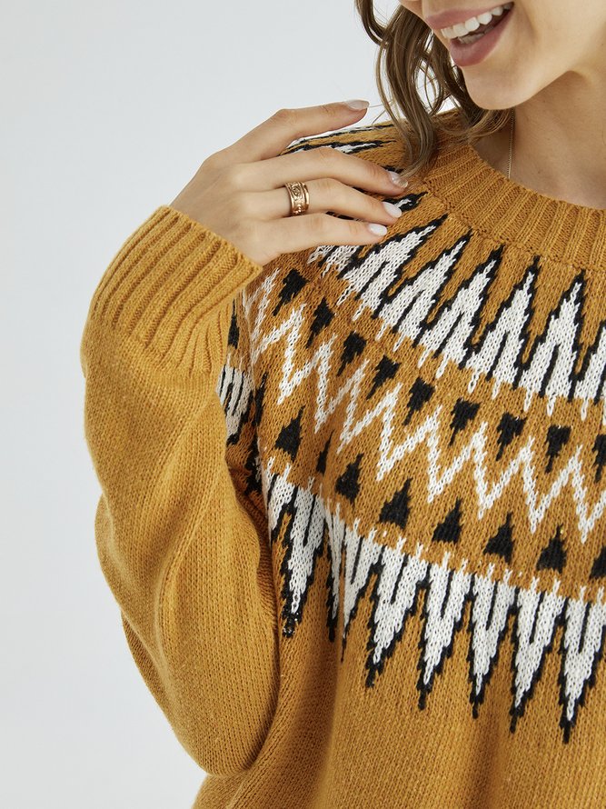 Yellow Knitted Long Sleeve Sweater
