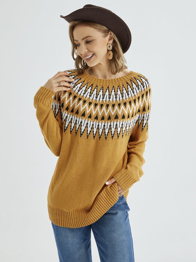 Yellow Knitted Long Sleeve Sweater